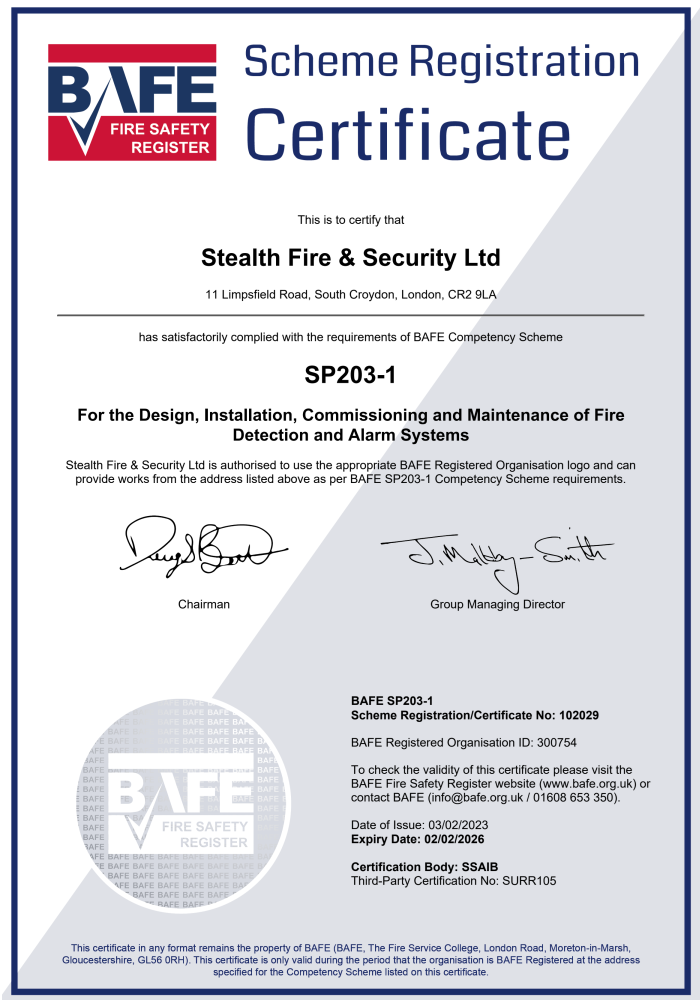 BAFE-SP203-1 Registration Certificate